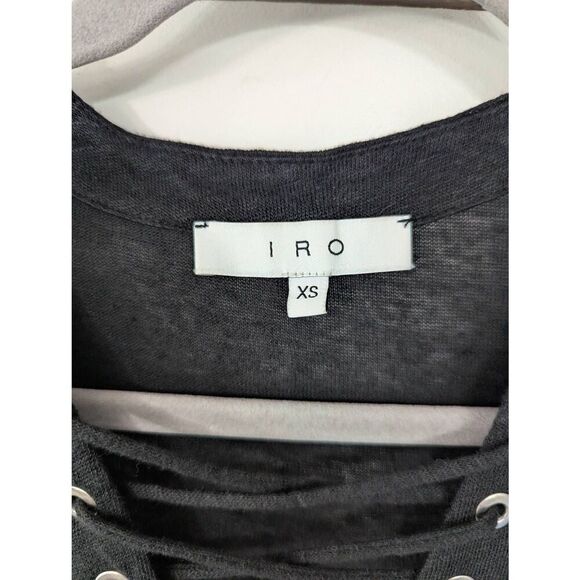 IRO Daisy Dress women's XS black midi‎ ruching LINEN  minimalist - Picture 4 of 7